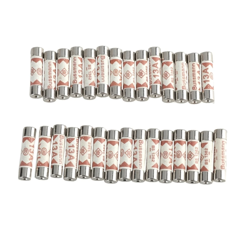 30pcs 13Amp Ceramic Fuses Mains Plugs Top Fuses Tube Fuses Simple Installation