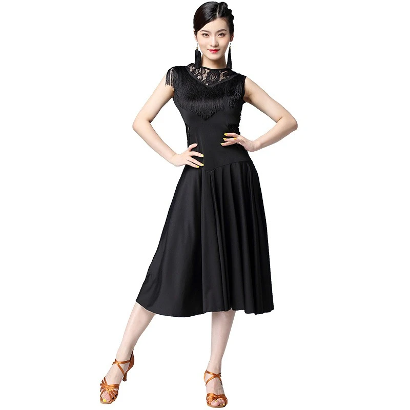 패션 다목적 슬림 새로운 라틴 댄스 성인 연습 옷 레이스 스윙 드레스 훈련 경쟁 공연 의상 여성