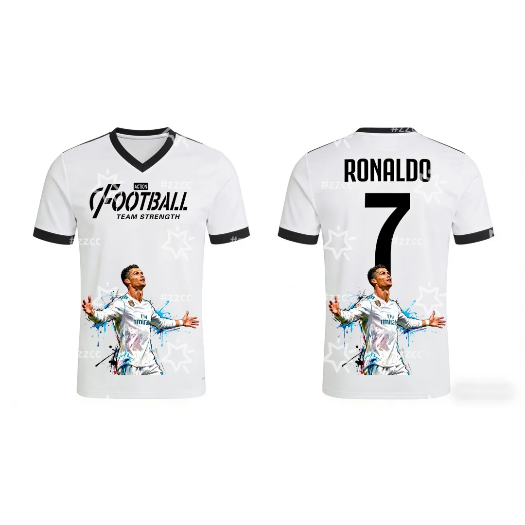 25-26 Cristiano Ronaldo Fan Commemorative Football Jersey Autumn Sports Dry Quickly Men's T-Shirt Kid's Clothing Tee Y2k Woman