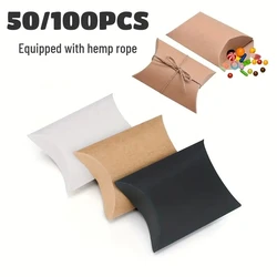 50/100PCS Pillow Candy Paper Box Kraft Paper Packaging Box Used For Candy Jewelry Gifts Wedding Party Decorations Equipped