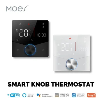 MOES smart knob thermostat, WiFi gas boiler electric heating temperature controller, LCD display touch screen, Tuya,Alexa,Google