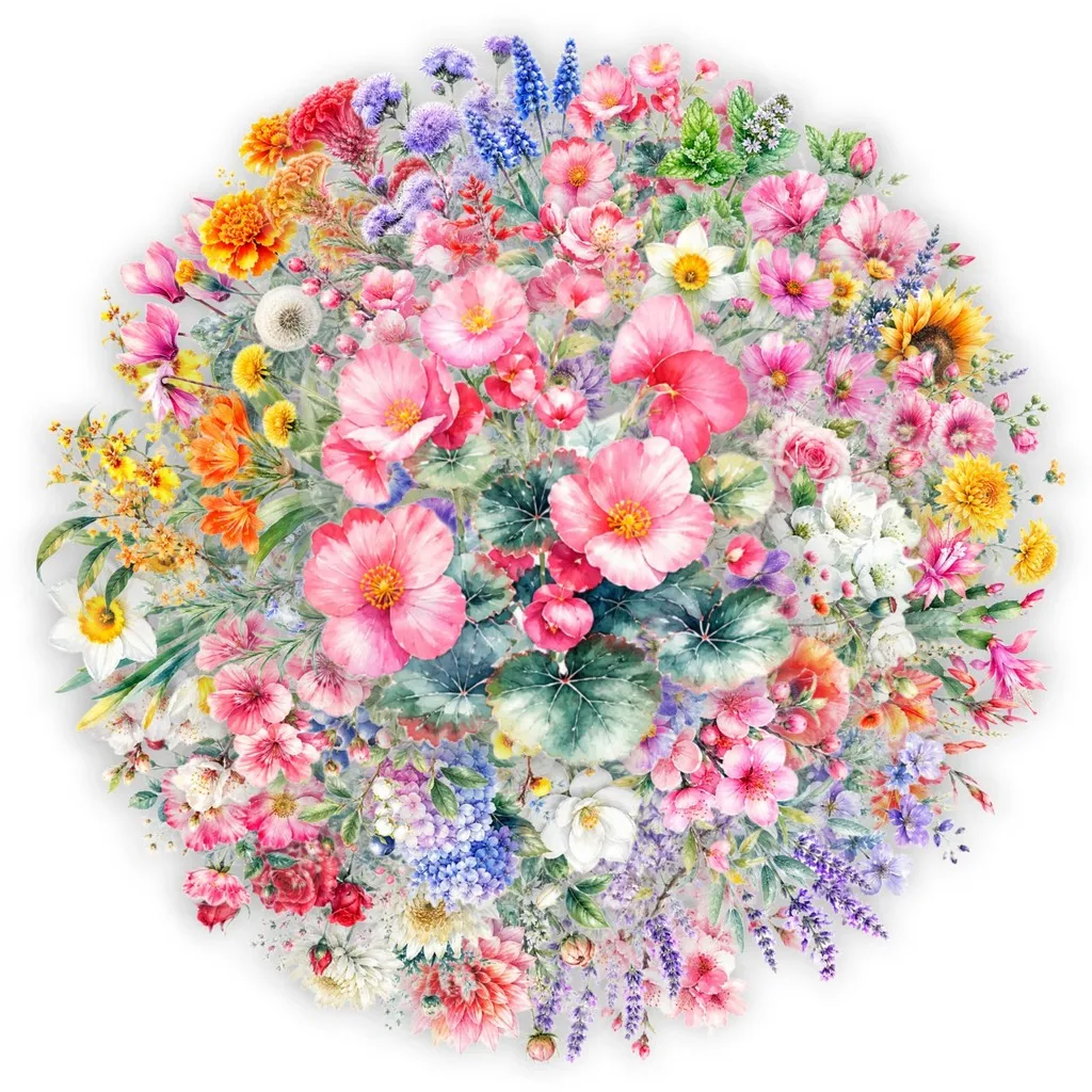 Transparent PET Flower Art Sticker Pack 50 Sheets, Watercolor Botanical Design Stickers for Scrapbook RecordingYourLife Store