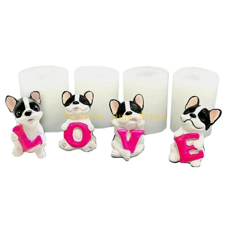 N5KA 4 قطع LOVE Little Dog قالب من السيليكون الراتنج إيبوكسي كرافت بوليمر كلاي كرافت