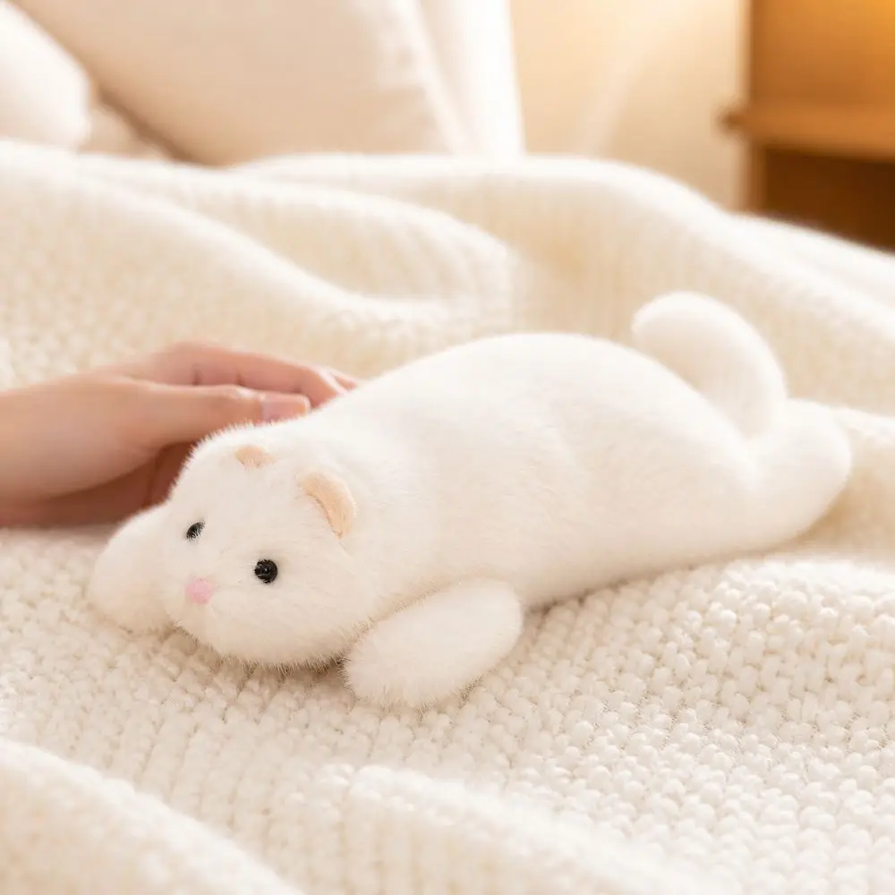 Creative Gift Soft Ferret Pillow Cute Expression Fluffy Texture Long Ferret Cushion Dense Stitching Animal Pillow Long Body