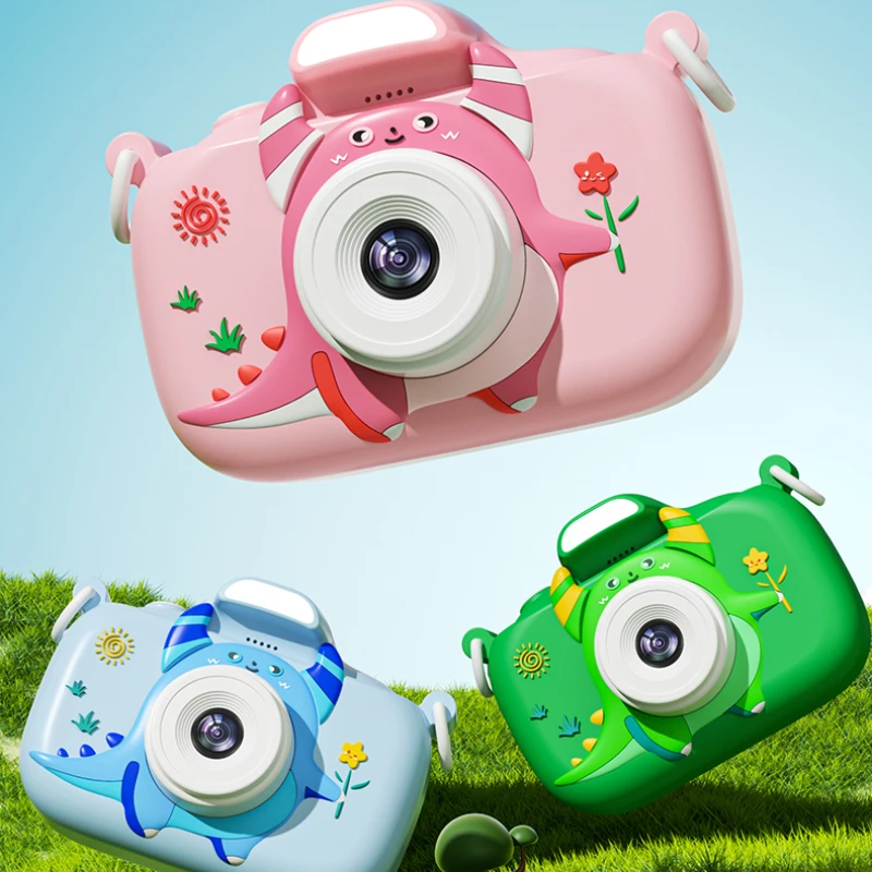 Christmas Gifts Kids Mini Camera with Flash Lights Pink Cartoon Camera for Girls Boys Birthday Toy Gifts Dual Camera Record Life