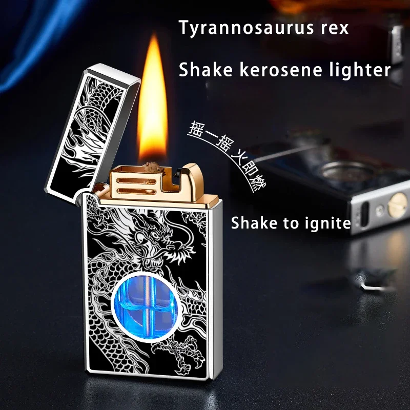 Metal Intelligent Gravity Induction Ignition Kerosene Lighter Oil Electric Hybrid Large Capacity Visible Oil Window Lighter