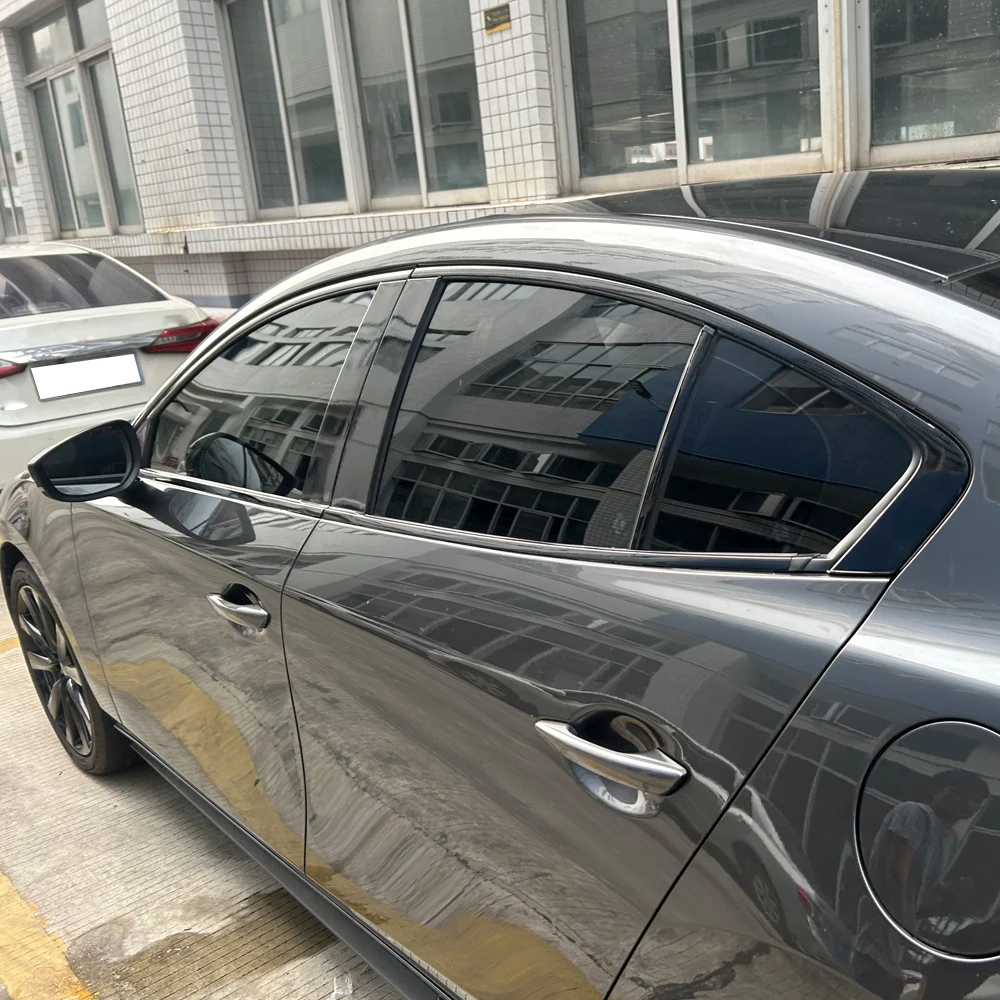 Chrome Delete Blackout Overlay für Mazda 3 BP 2020-2026 Limousine Fensterverkleidung Glänzend Schwarzer Aufkleber – Detail 4