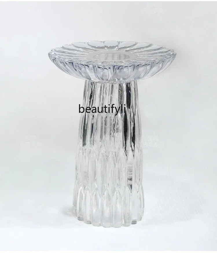 

LJY*Living Room Home Small Coffee Table Side Transparent Acrylic-Based Resin Small round