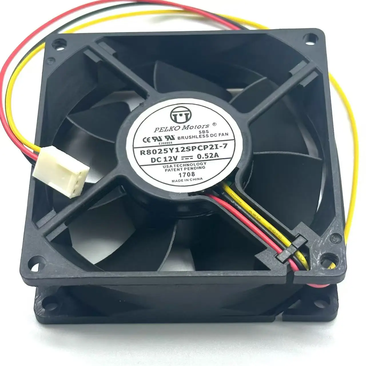 PELKO R8025Y12SPCP21-7 DC 12V 0.52A 80x80x25mm 3-Wire Server Cooling Fan