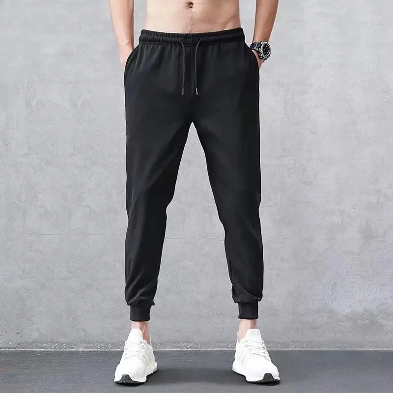 Winter Best Seller Men's Fleece-Lined Sport Casual Pants Cotton-Like Straight-Leg Tied Feet Plus Size Loose-Fit Elastic Pants