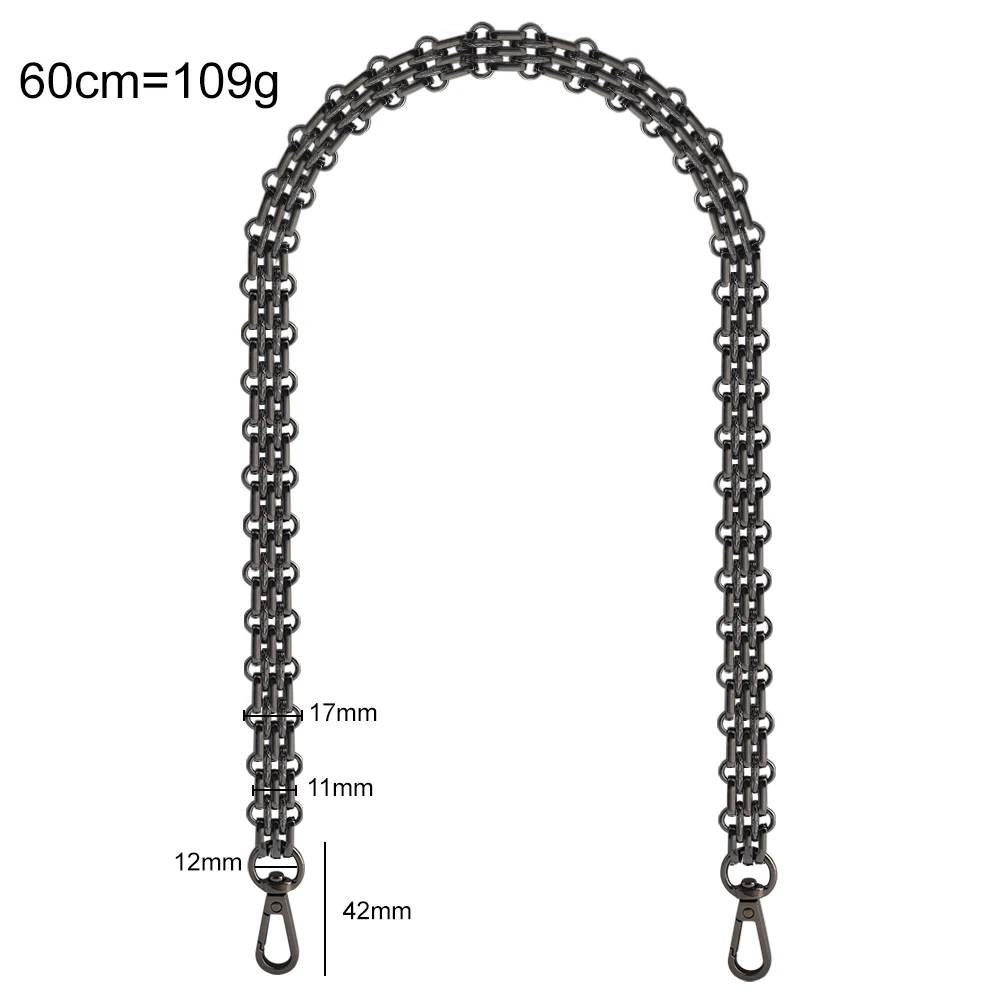 30-60-120CM 17mm Gold/Silver/Light gold/Gun black Metal Purse Chains For Replacement Cluth Bags Small Handbag Handle Accessories