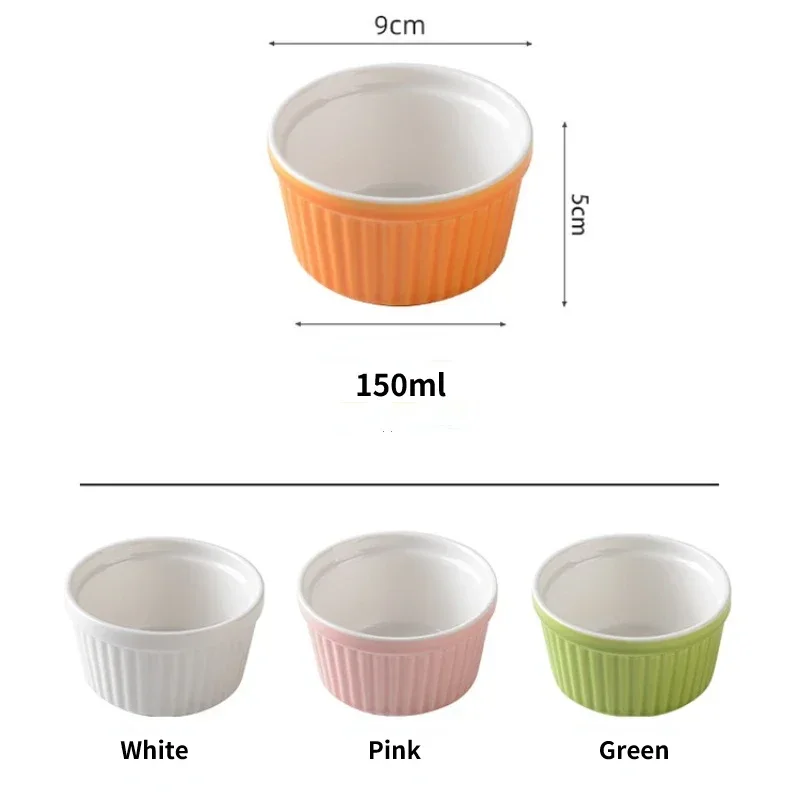 Ceramic Shufulei Baking Bowl High Temperature Resistant Dessert Pudding Bowl 3.5 Inch Baby Steamed Egg Bowl Household Oven