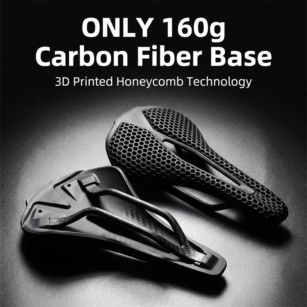 

Ультралегкое карбоновое велосипедное седло 160 г с 3D-печатью, сотовой структурой, для гоночных велосипедов, MTB и шоссейных велосипедов, с полым дизайном