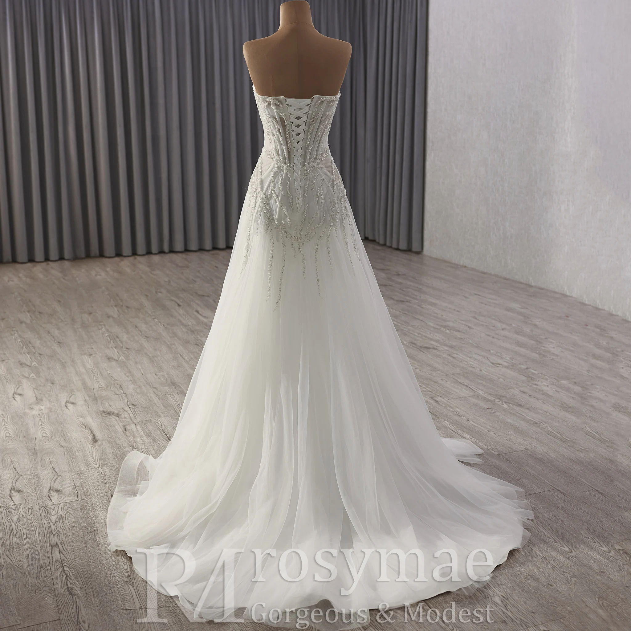 โรซี่เมย์-ชุดแต่งงานทรงเอประดับลูกปัดและเลื่อมสุดเซ็กซี่ ชุดเจ้าหญิงผ้าซีทรูสำหรับเจ้าสาวที่สง่างาม ชุดเดรสผู้หญิงตามเทรนด์