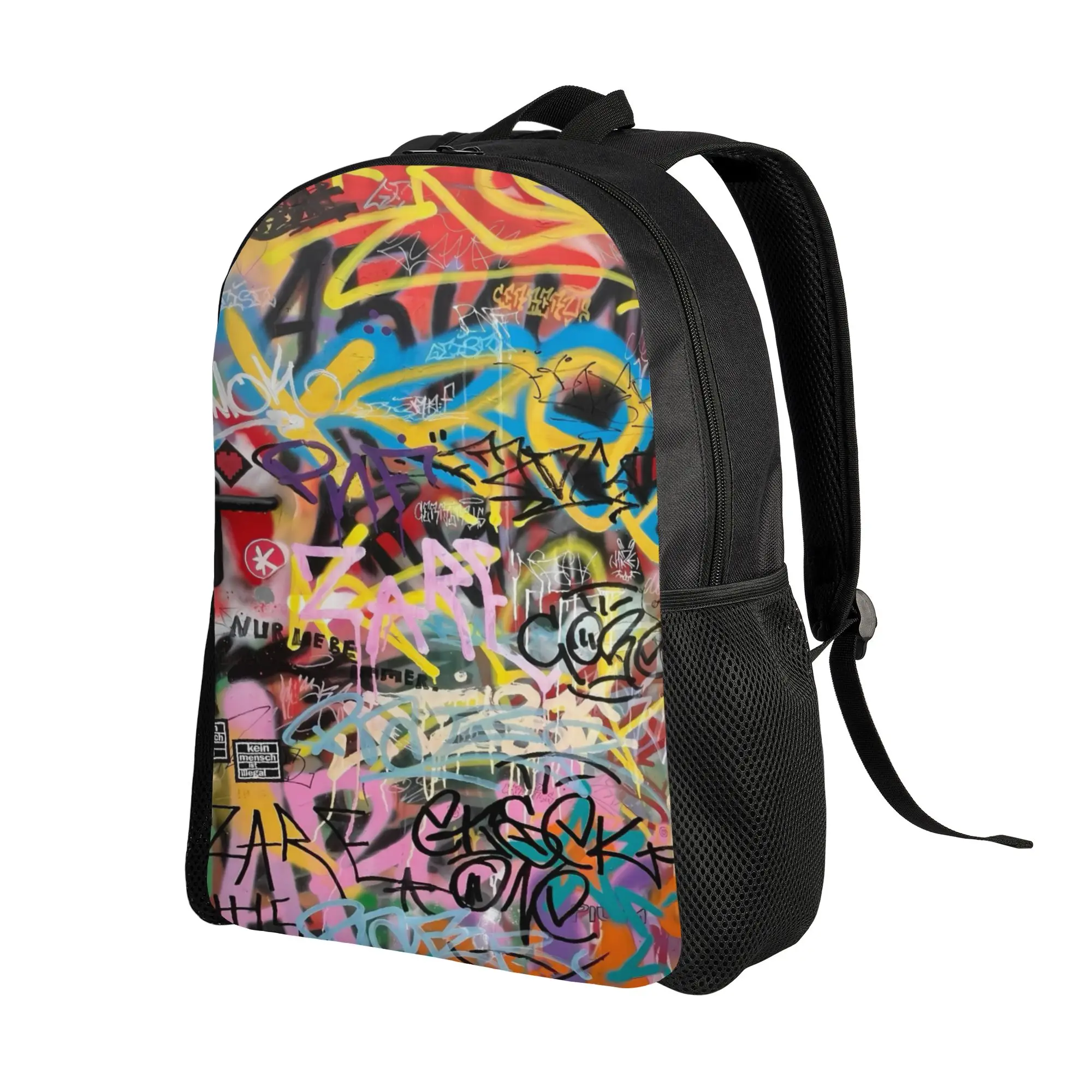 Graffiti Layer Sketch Anime Backpack  Unisex Polyester Trekking Backpacks Pattern Cool High School Bags Rucksack