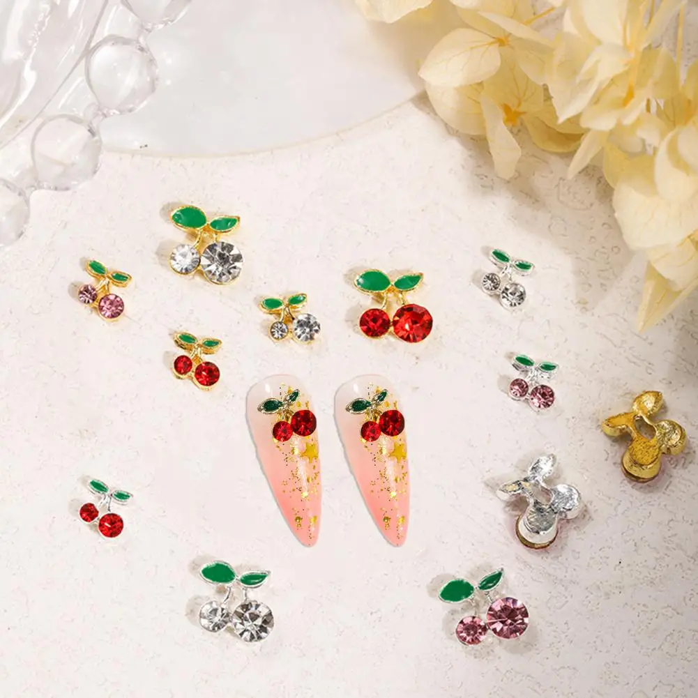 Nail Art with Friends Sparkling Cherry Beauty Nail Art Rhinestones Ins Style Three-dimensional Alloy Decorations for Nails