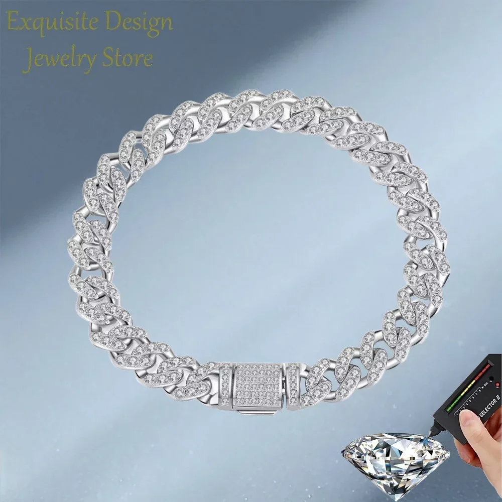 

Браслеты HIP HOP с муассанитами 4/5 карата, сверкающие, из платины PT950, для мужчин и женщин, элитные ювелирные изделия