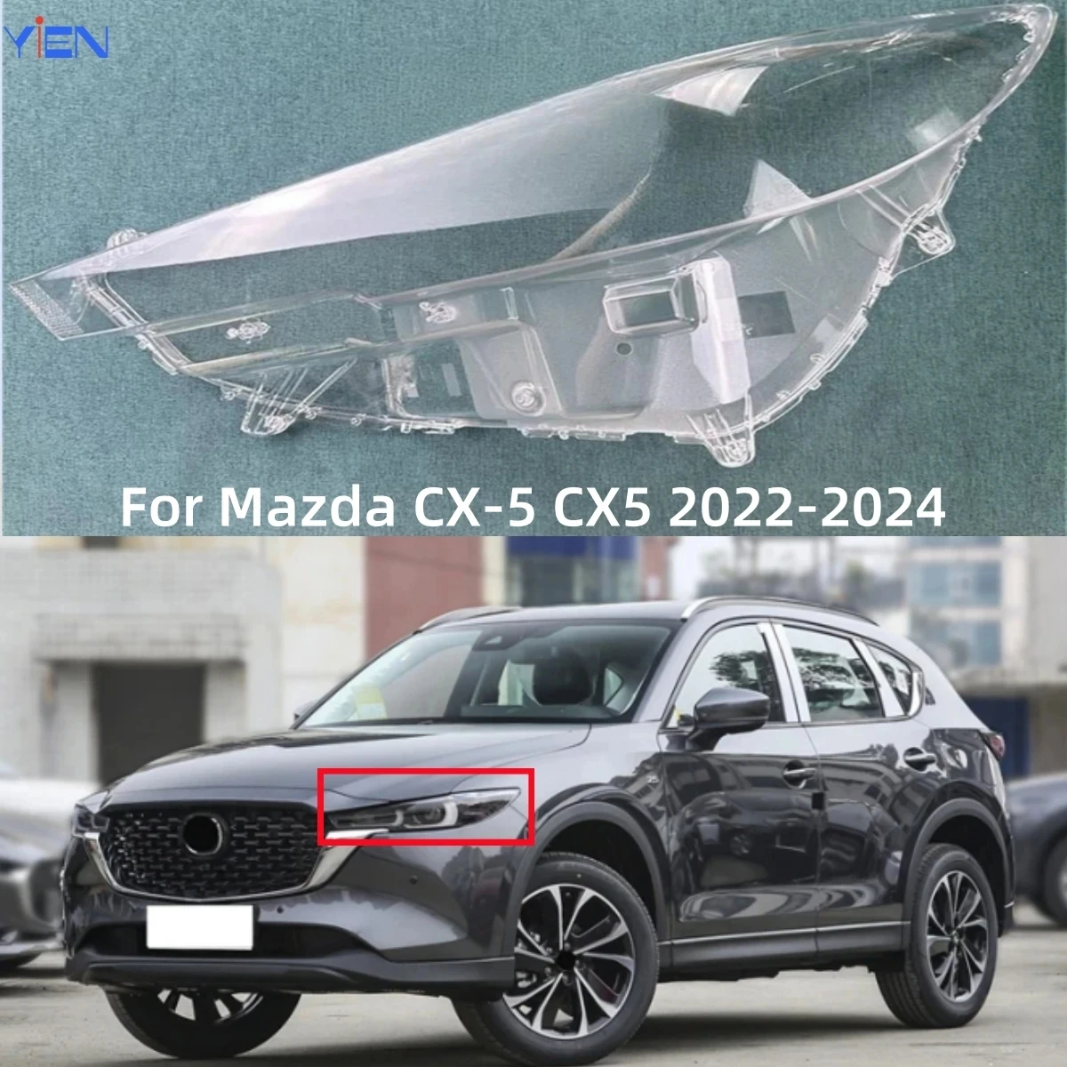 

Абажур для Mazda CX-5 CX5 2022 2023 2024, аксессуары для автомобильных запчастей, запасные прозрачные передние фары для автомобиля из поликарбоната