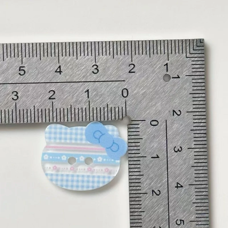 

10pcs Hello Kitty Printed Checkered Buttons Handmade Materials Clothing Shoes Socks Button Accessories Perforated Shoes Matching