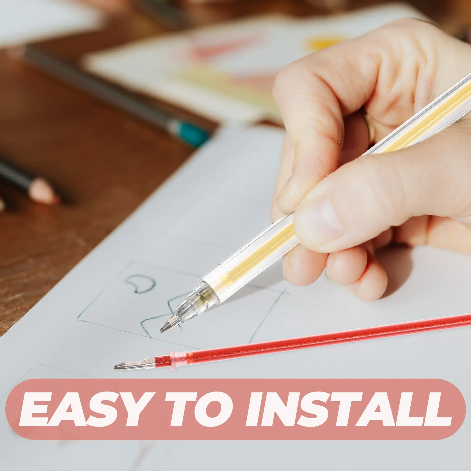 

Набор из 12 цветных блестящих гелевых стержней для ручек, не протекающие, прочные пластиковые, для письма, учебы и офиса