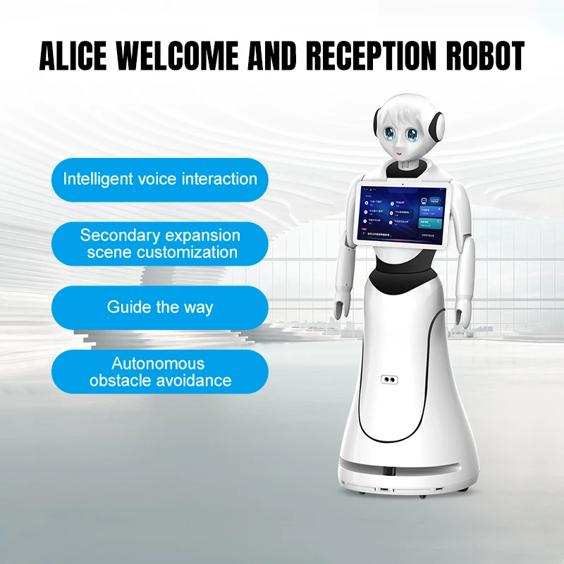프리미엄 서비스 AI 리셉션 지능형 인사 로봇 스마트 음성 상호작용 LiDAR 내비게이션 자율 장애물 회피