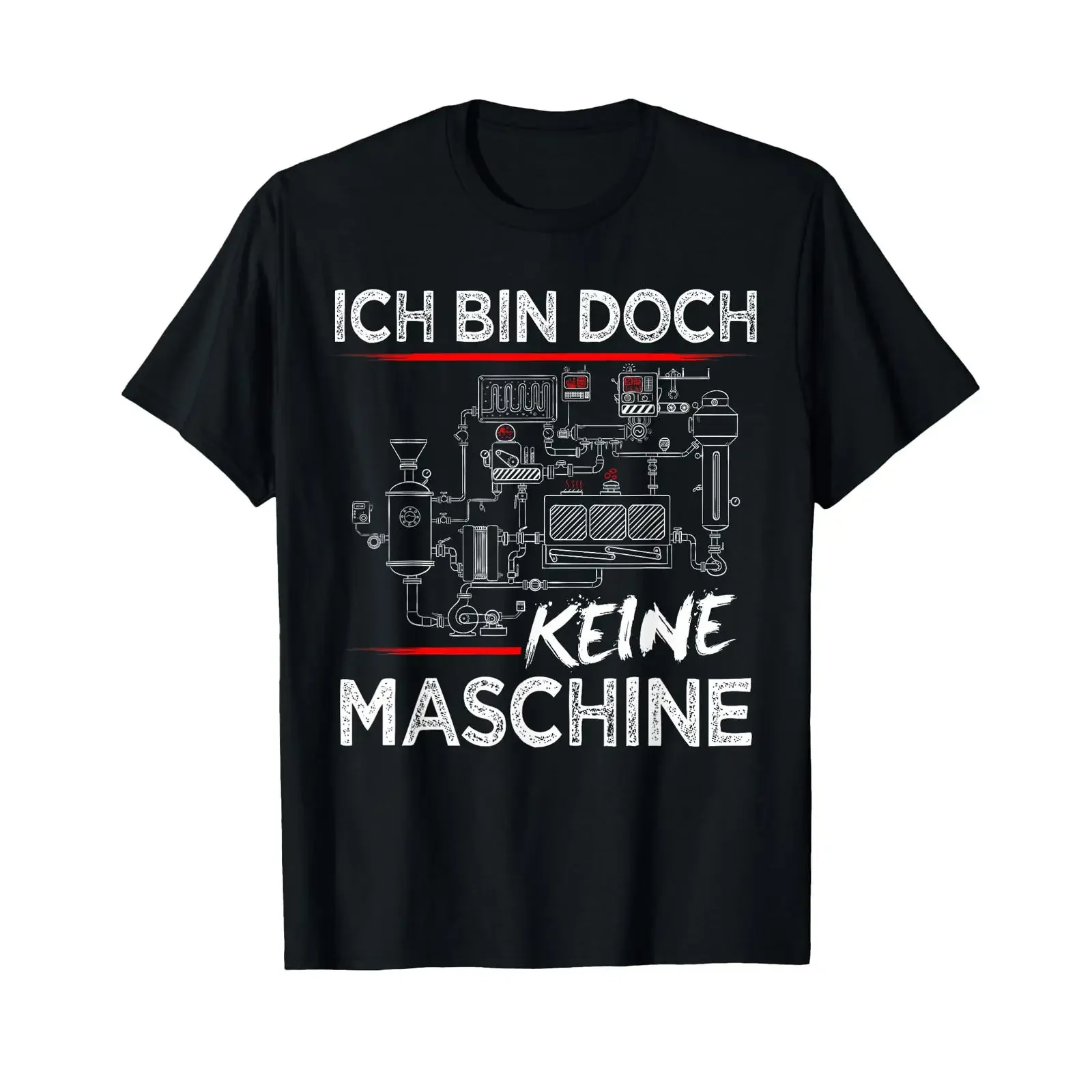 T-shirt avec texte en allemand : « Ich Bin Doch Keine Machine Engineer » (Je ne suis pas un ingénieur mécanique). Vêtement graphique de créateur, style vintage délavé, polyvalent.
