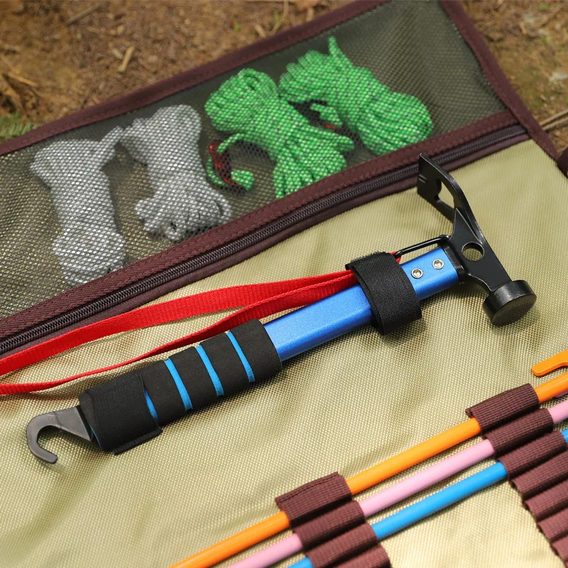 Outdoor Tent Nails Hammer, Camping Portable Aluminum Alloy Hammer, Anti Slip And Shockproof Sponge Handle Hammer view 3