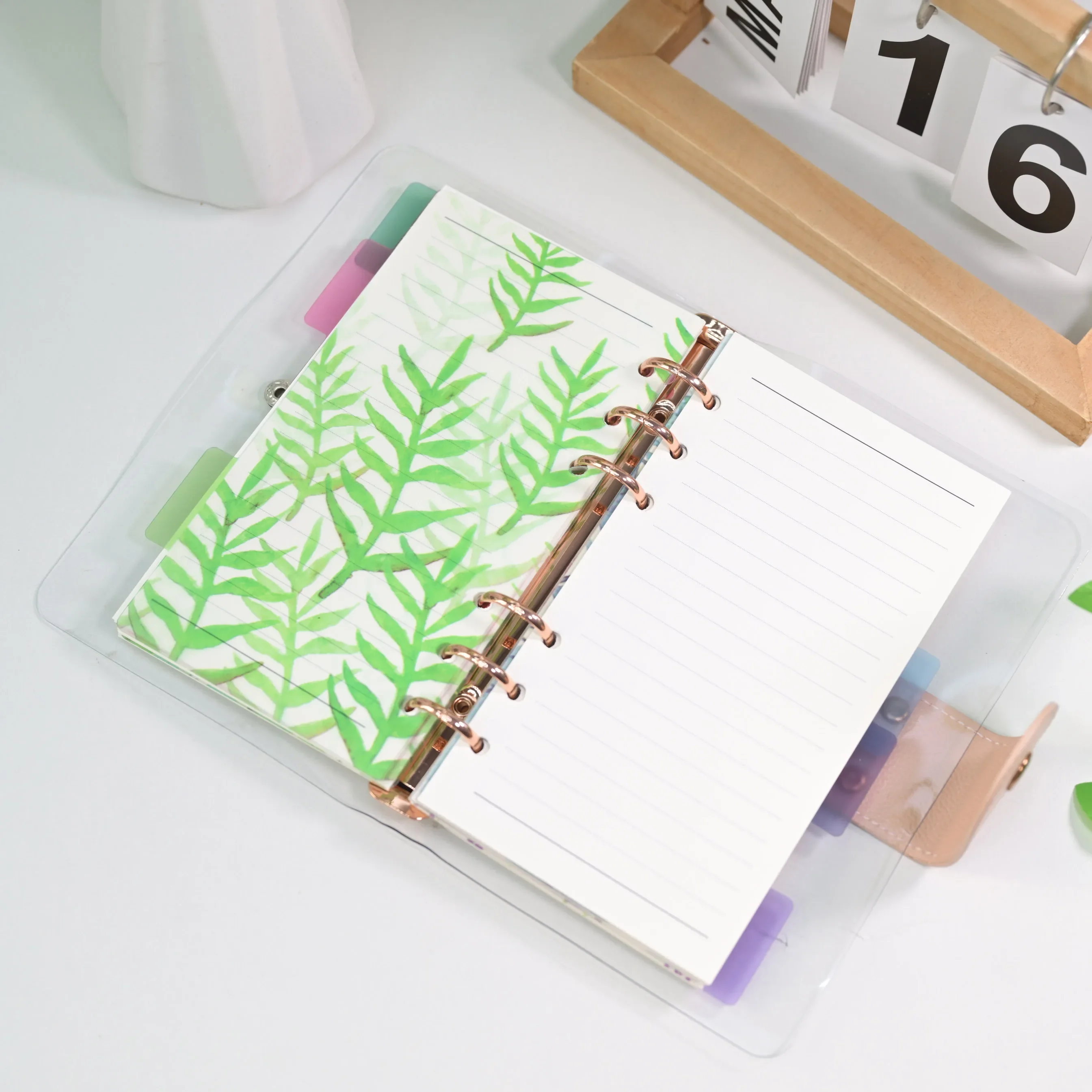 6Pcs Floral Dividers for 6 Ring Binder, Watercolor Plant Printed PVC Index Divider Tabs, A4/A5/A6 Loose Leaf Planner Separator P