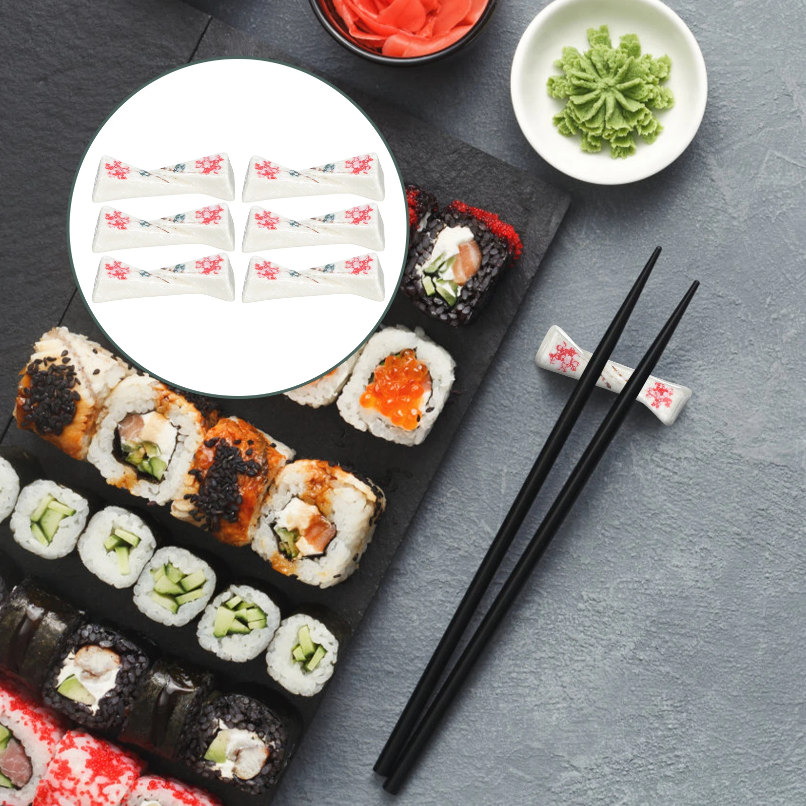 

6 шт. нежные керамические подставки для палочек для еды, легко чистящиеся, небольшого размера, подходят для отелей, ресторанов, дома, посудомоечных машин, декоративные