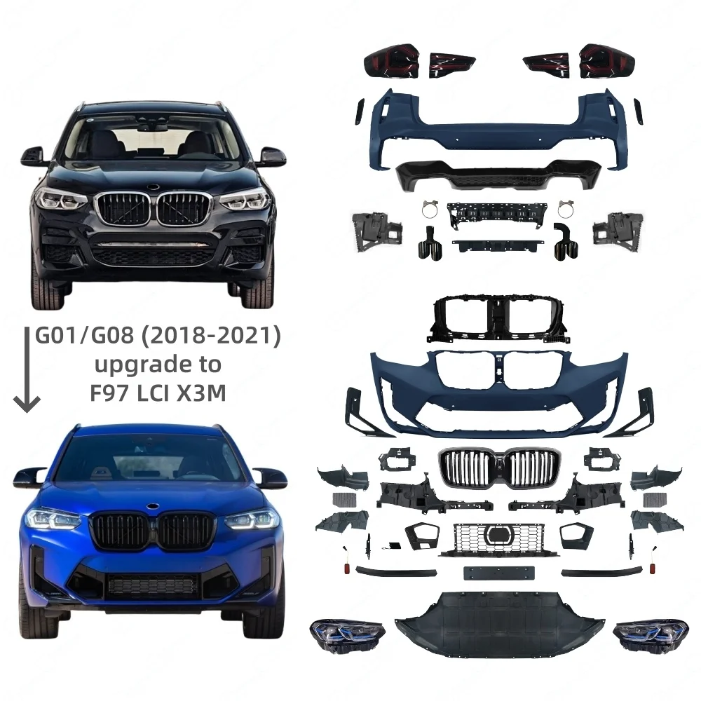 High Quality X3M Facelift Car Bumper Headlight Bodykit for  X3 G01 G08 2018 2019 2020 2021 Upgrade to F97 LCI 2022 Body Kit