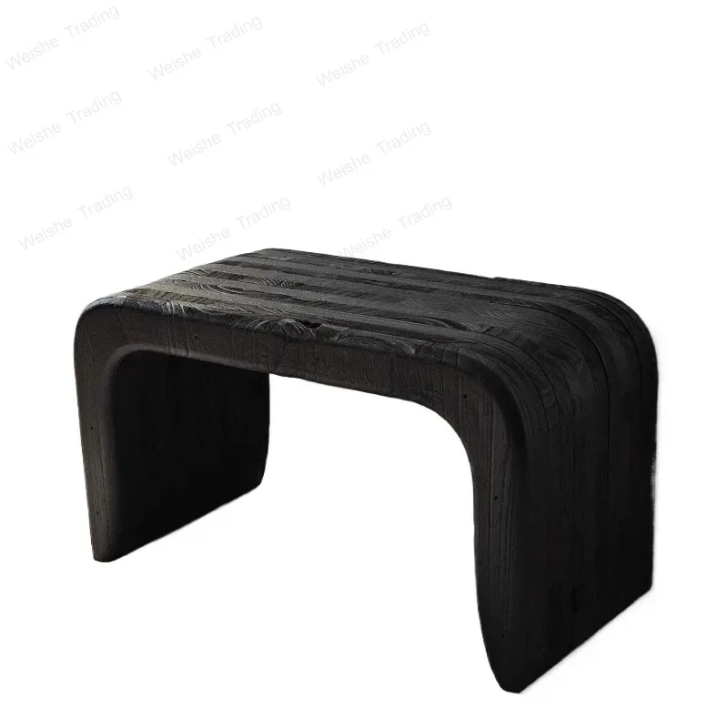Medieval Modern Shoe Stool Black Minimalist Dressing Stool Suitable for Bedroom Hall/Living Room