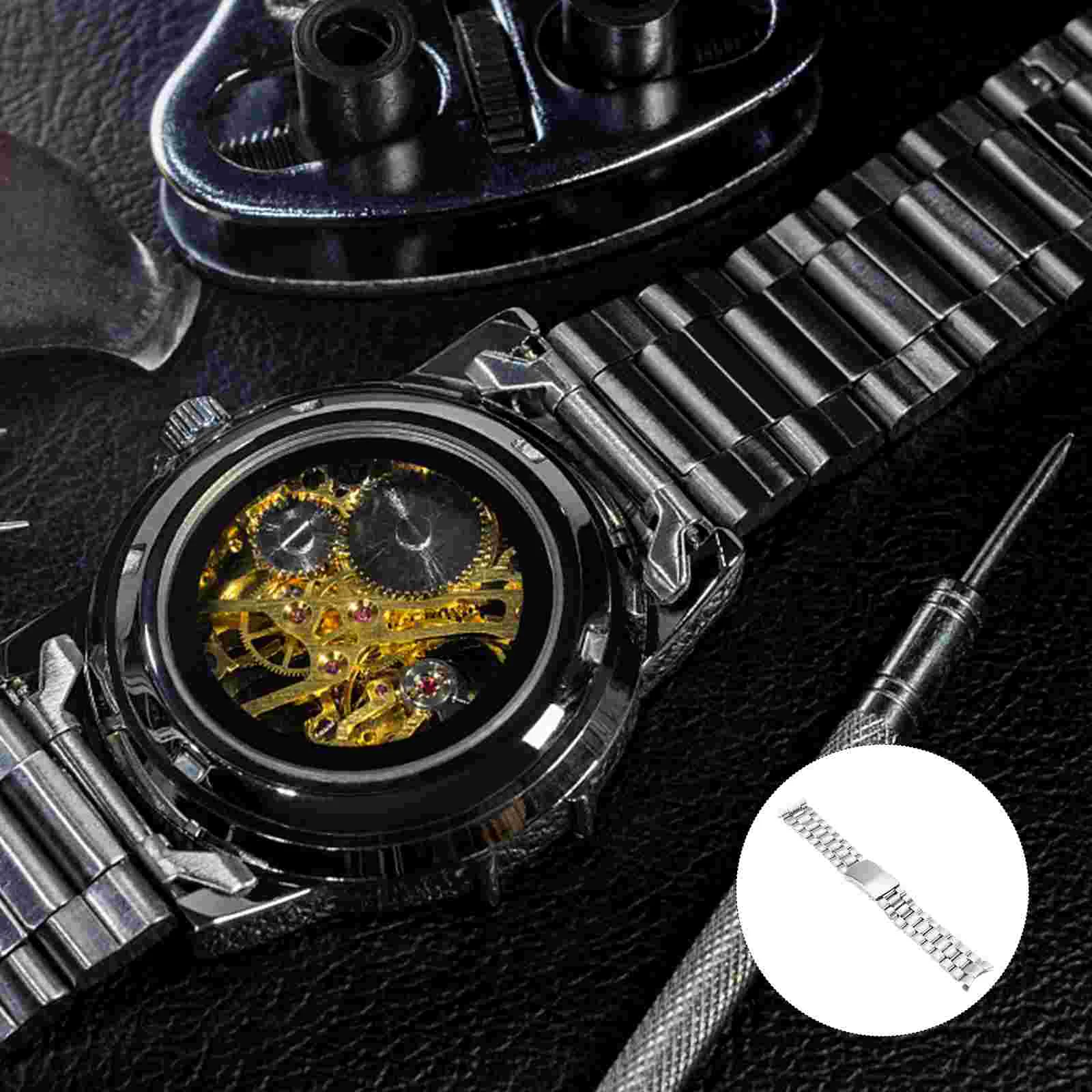 

22mm Curved End Solid Stainless Steel Bracelet Watch Band Strap (Silver) Curved end watch band Curved end 22mm watch band