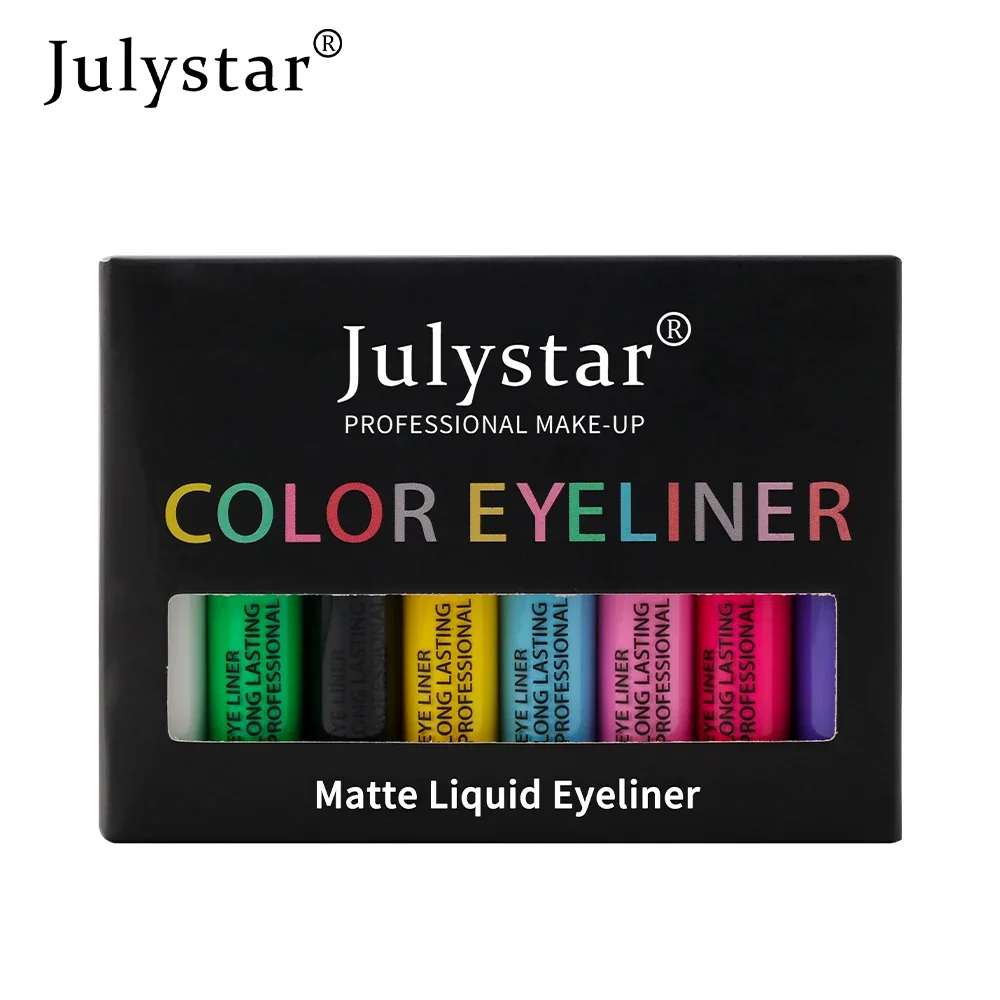 Eyeliner liquide coloré pour femme, waterproof, longue durée, stylo eye-liner 256, blanc, bleu, vert, maquillage, cosmétiques, boîte de 8 pièces