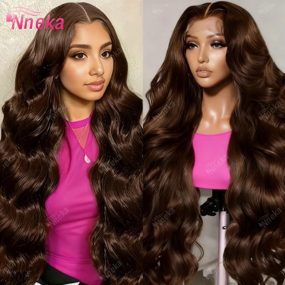 

200% 30 36 Inches Chocolate Brown Body Wave 13x6 HD Lace Front Human Hair Wigs 13x4 Lace Frontal Wig Brazilian Remy Hair Wig