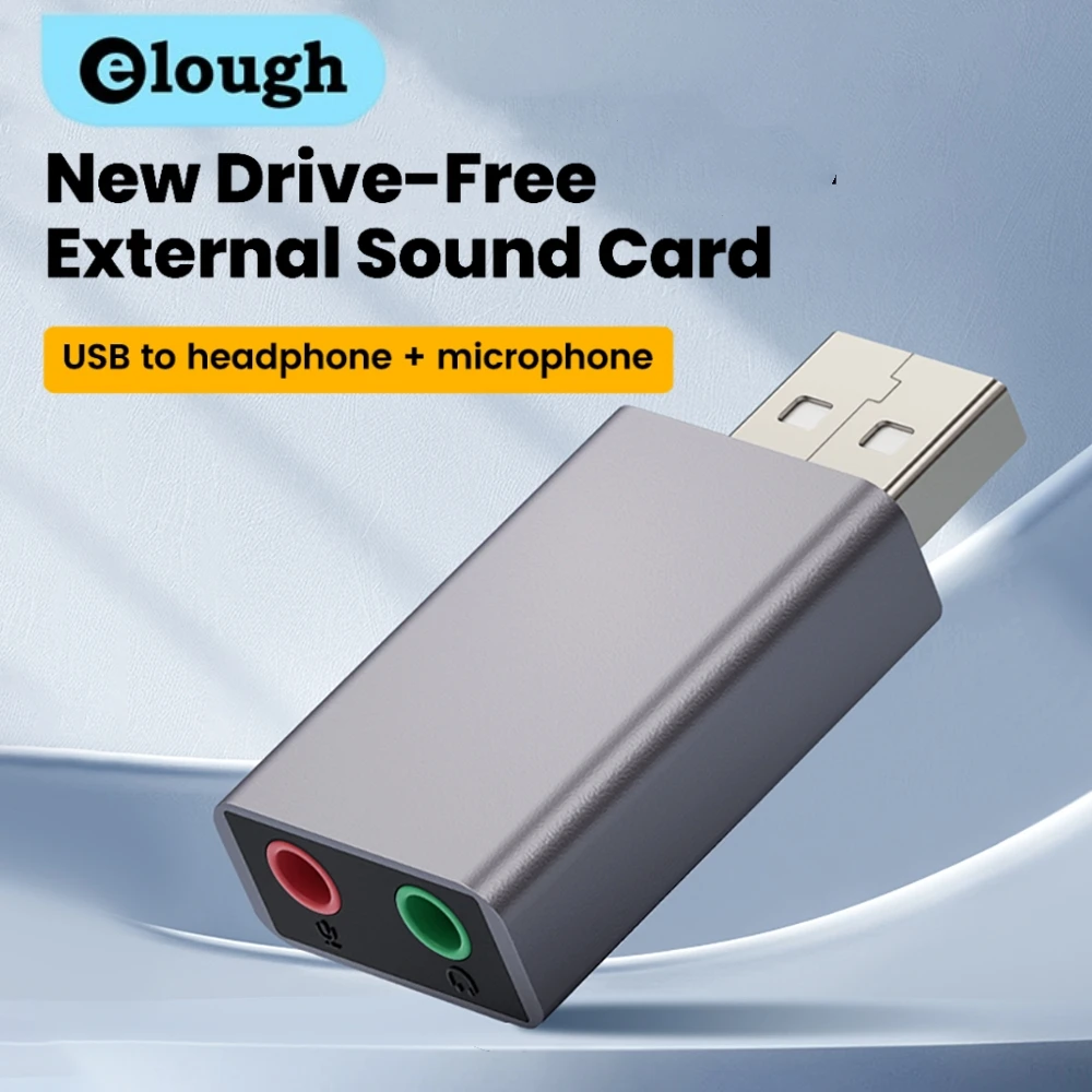 Elough USB Sound Card External Mini Sound Card USB to 3.5mm Interface Stereo Audio Adapter for ps4 Speaker Laptop Headset