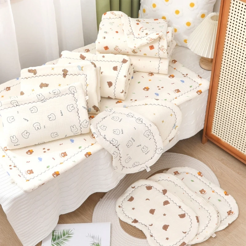 Comfortable Baby Crib Mattress Cushion with Matching Pillow Cotton Infant Bedding Stuff Set Safe and Gentle for Toddlers