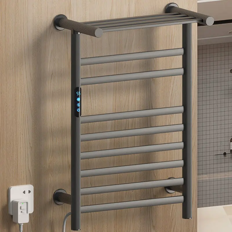 Smart Carbon Fiber Heated White Electric Towel Rail, Bathroom Toilet, Home Bath Towel Rack, Constant Temperature Towel Rail