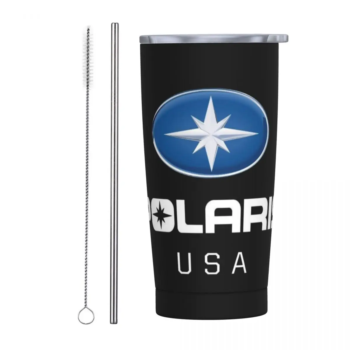 Polaris Logo Stainless Steel Tumbler Vacuum Insulated Mugs Thermal Cold Bottle Straw With Lid 20oz