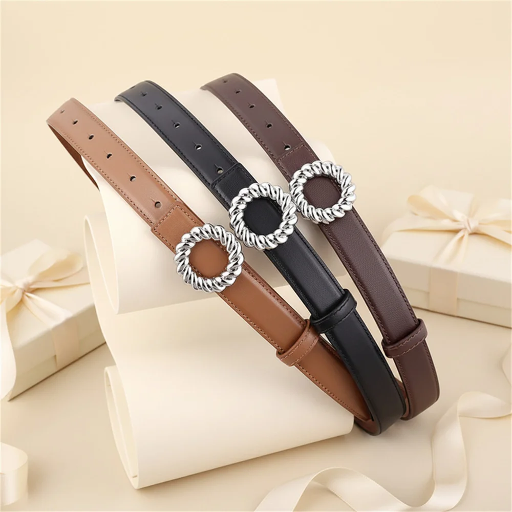 

New Genuine Leather Women's Belt Fashion Korean Metal Pin Buckle Decorative Jeans Waistbelt Suede Belts Clothing Accessories