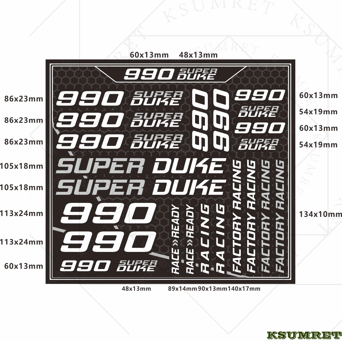 ملصقات للدراجات النارية بشعار KTM Duke 990 مقاومة للماء