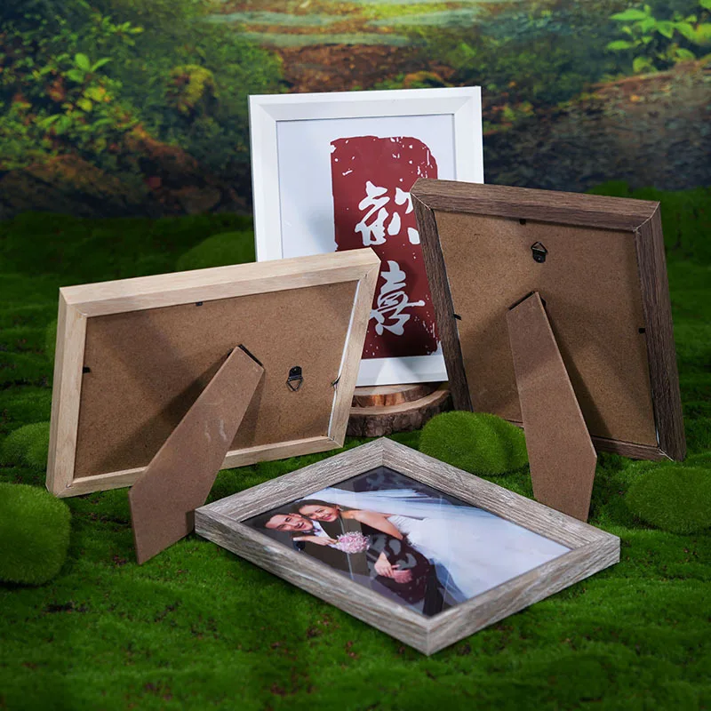 Retro Wooden Photo Frame DIY Simple 678 Inch Studio Wedding Photo Small Frame Display Modern Rectangular MDF Density Board