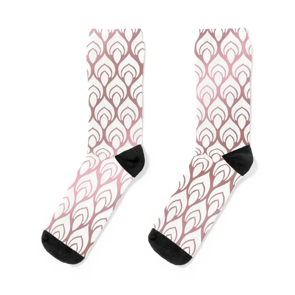 Rose Gold and white Pattern Socks Stockings aesthetic Socks Girl Men's