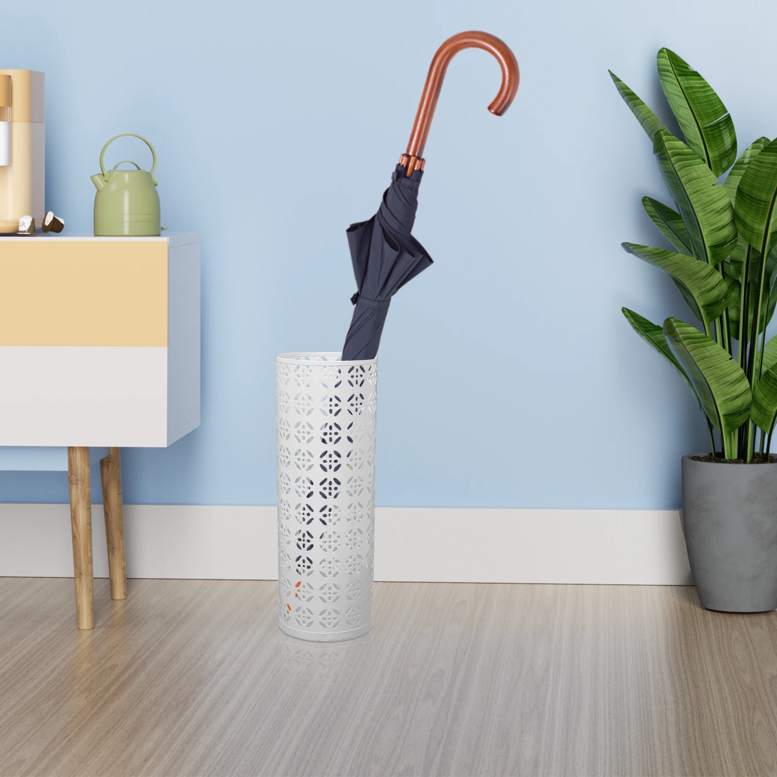 

Sturdy Cast Iron Umbrella Holder Large Capacity Rain Umbrella Storage Stand Hollow Design Easy Clean Home Hallway Entryway