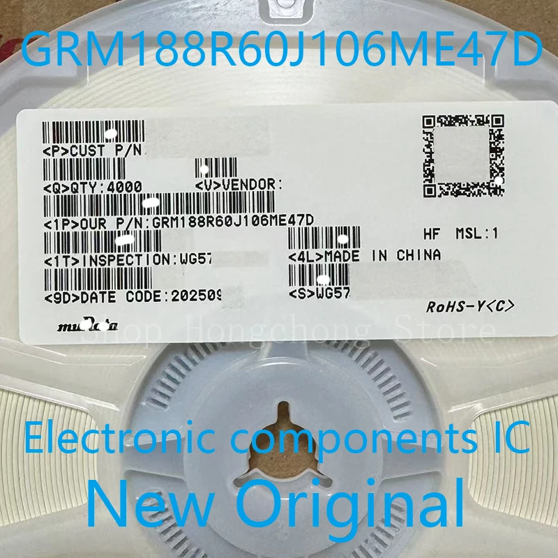 New GRM188R60J106ME47D GRM188R60J106ME GRM188R60J106ME Cap Ceramic 10uF 6.3V X5R 20% Pad SMD 0603 85°C T/R 4000pcs