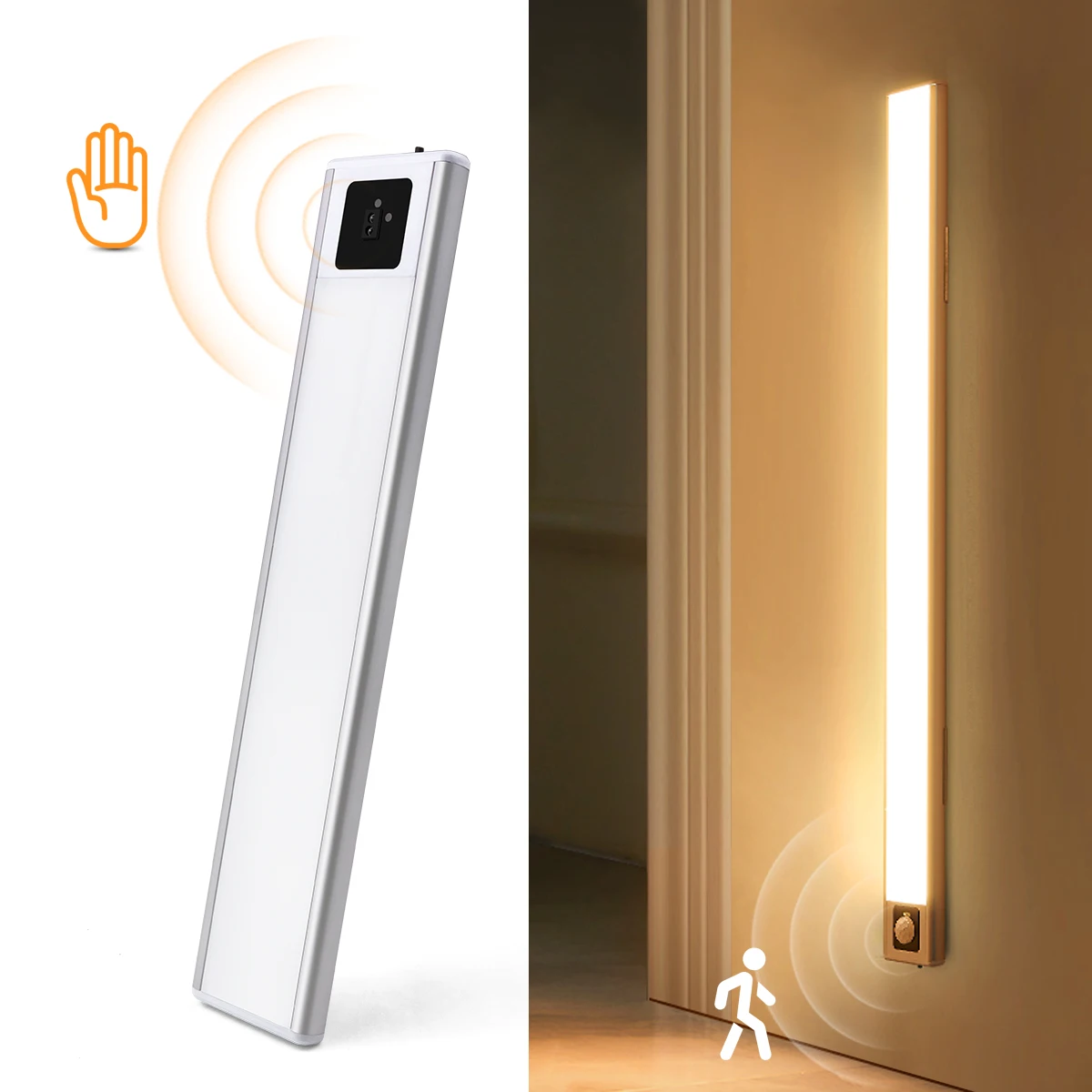 Nuevo Barra de luz LED de 4CM de ancho, tubo de luz con Sensor de movimiento PIR/Sensor de movimiento de mano, recargable por USB