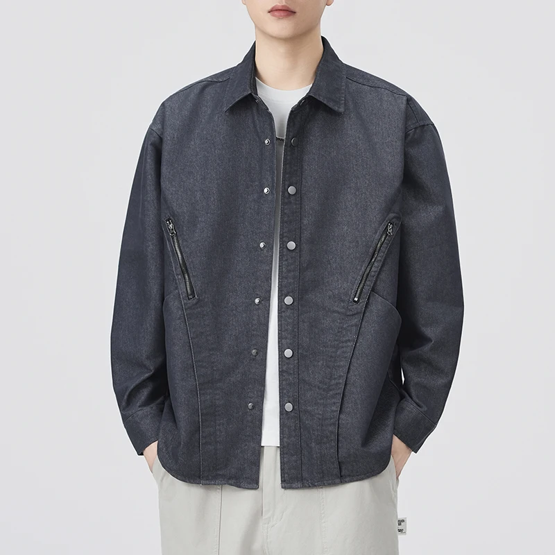 

Autumn Shirt Style Jacket Men Streetwear Fashion Loose Casual Plus Size Long Sleeve Cargo Shirts Coat Man Blouses Outerwear