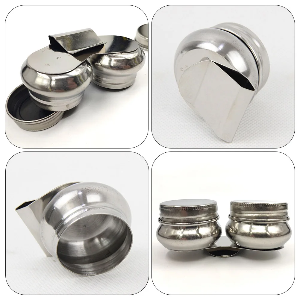 

2pcs Stainless Steel Turpentine Container, Leak-Proof Oil Painting Dipper, Portable Watercolor Paint Cup, Color Mixing Pot,