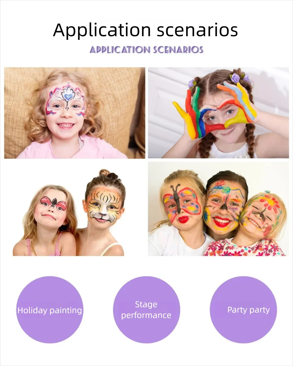 สีเพ้นท์หน้าและตัว 24 สี ละลายน้ำได้ สำหรับเพ้นท์หน้าและตัว ใช้สำหรับฮาโลวีน คริสต์มาส งานพรอม ละคร คอสเพลย์ แต่งหน้า