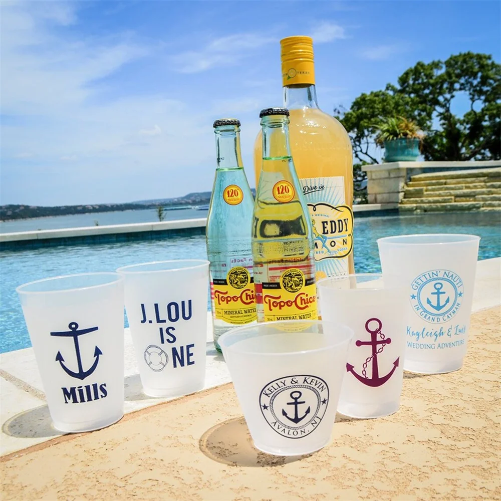 

Custom Nautical Shatterproof Cups, Printed Frosted Party Cups, Personalized Anchor Cups, Wedding Cups, Custom Event Cups