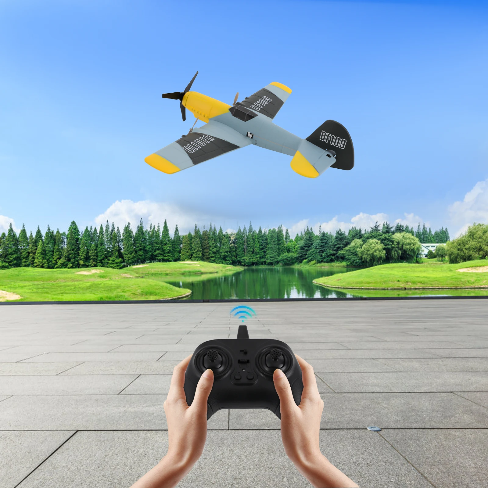 

Vintage Fighter RC Airplane, 3-Channel Remote Control Plane with Dual Batteries and Spare Propellers for Outdoor Flying Toys